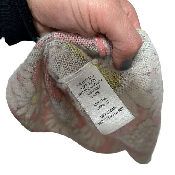 Wildfox White Label Floral Long Sleeve Pullover Sweater Pink White Size Small - Picture 5 of 9